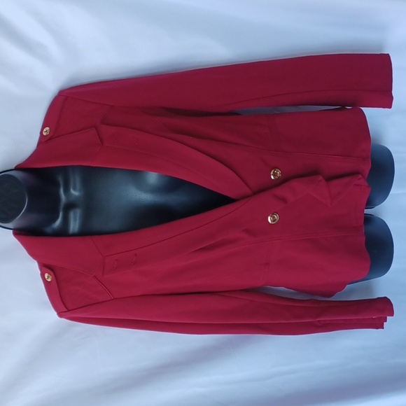 White House Black Market Blazer Jacket Womens Raspberry Gold Rayon Blend Pockets - Picture 1 of 8